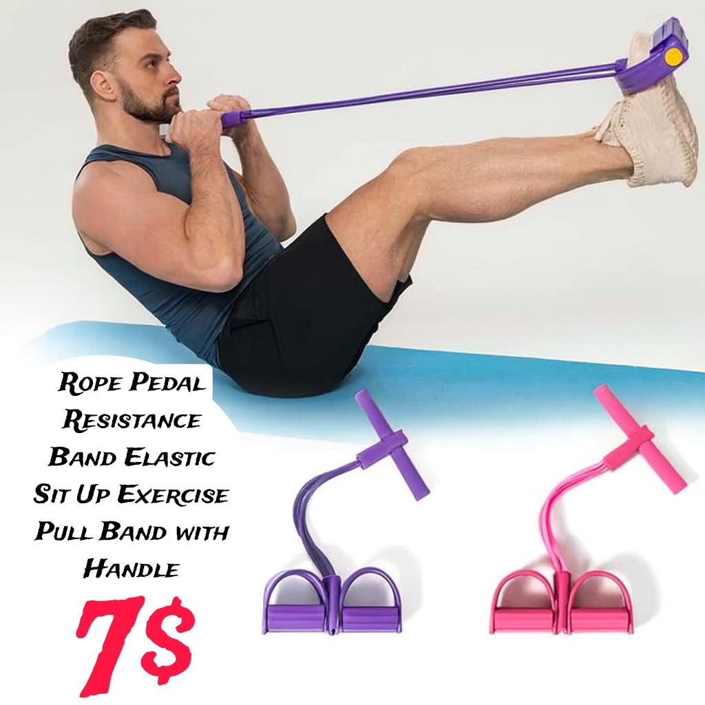Rope Pedal Resistance Band Elastic Sit Up Exercise Pull Band with Hand – PowerSamoray