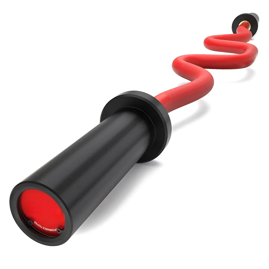 Synergee Commercial Super EZ Curl Olympic Bar Chrome, Black Phosphate and Red