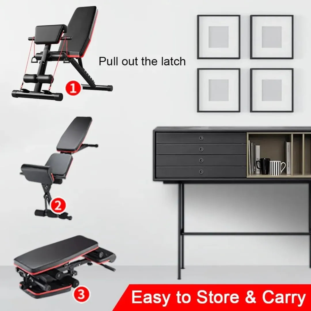 Folding dumbbell bench press adjustable