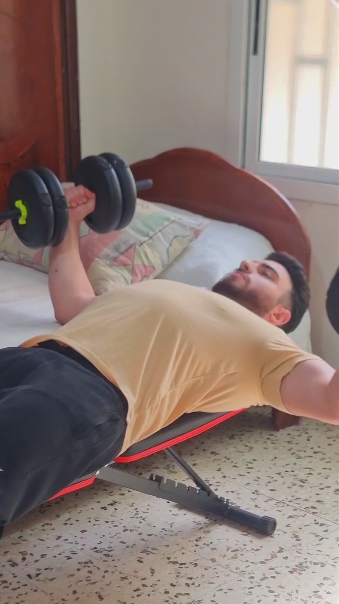 Folding dumbbell bench press adjustable