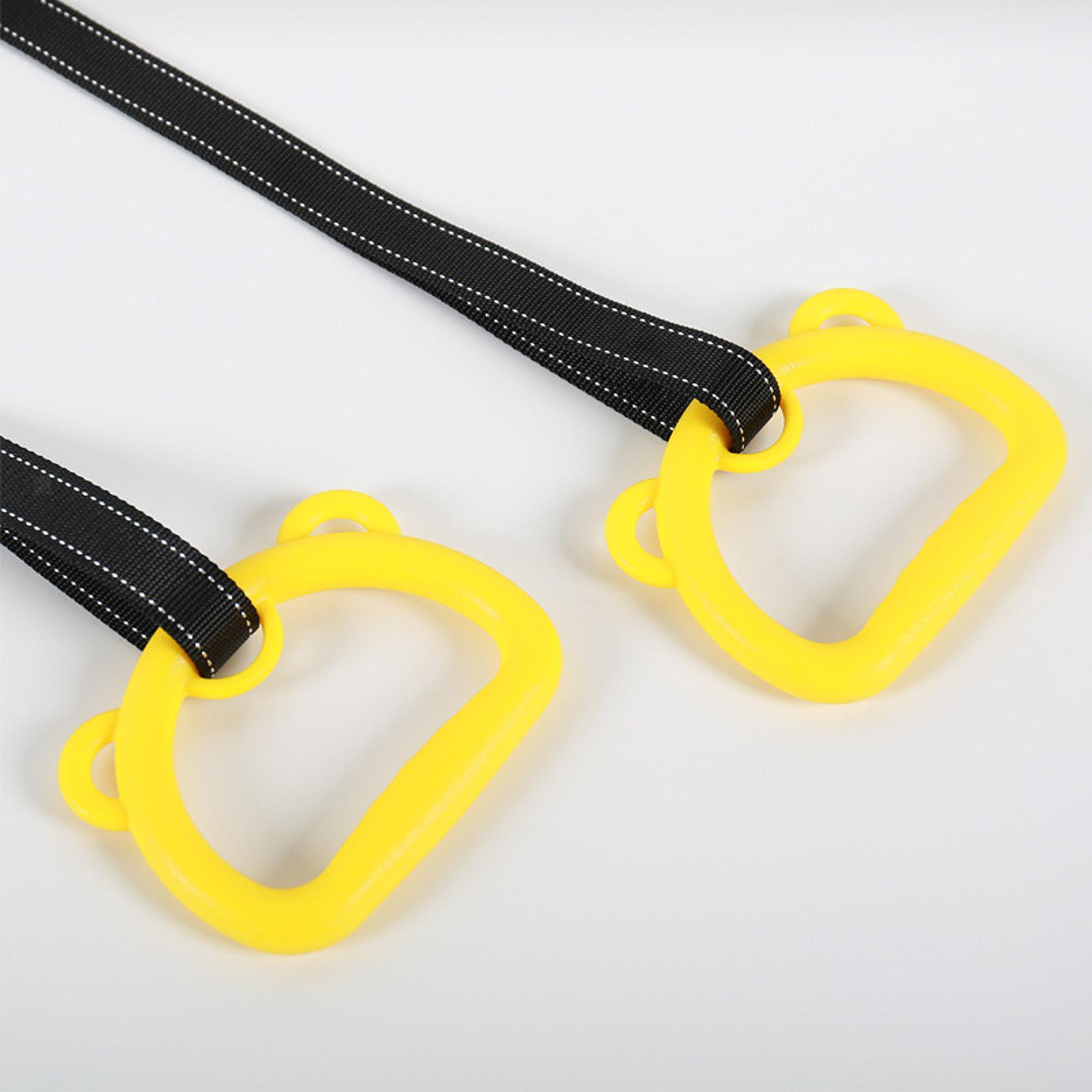 2x Kids Indoor Gymnastic Rings Pull up Exercise with Webbing Adjustable Strap