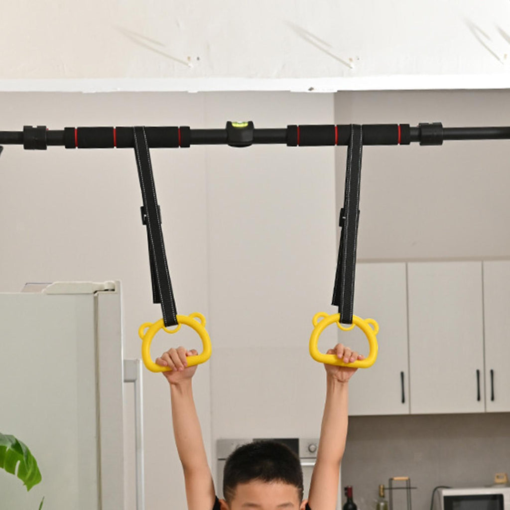 2x Kids Indoor Gymnastic Rings Pull up Exercise with Webbing Adjustable Strap