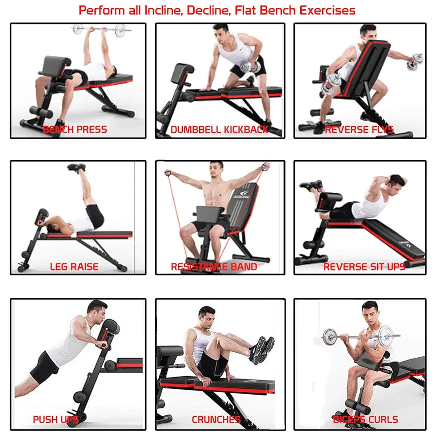 Folding dumbbell bench press adjustable