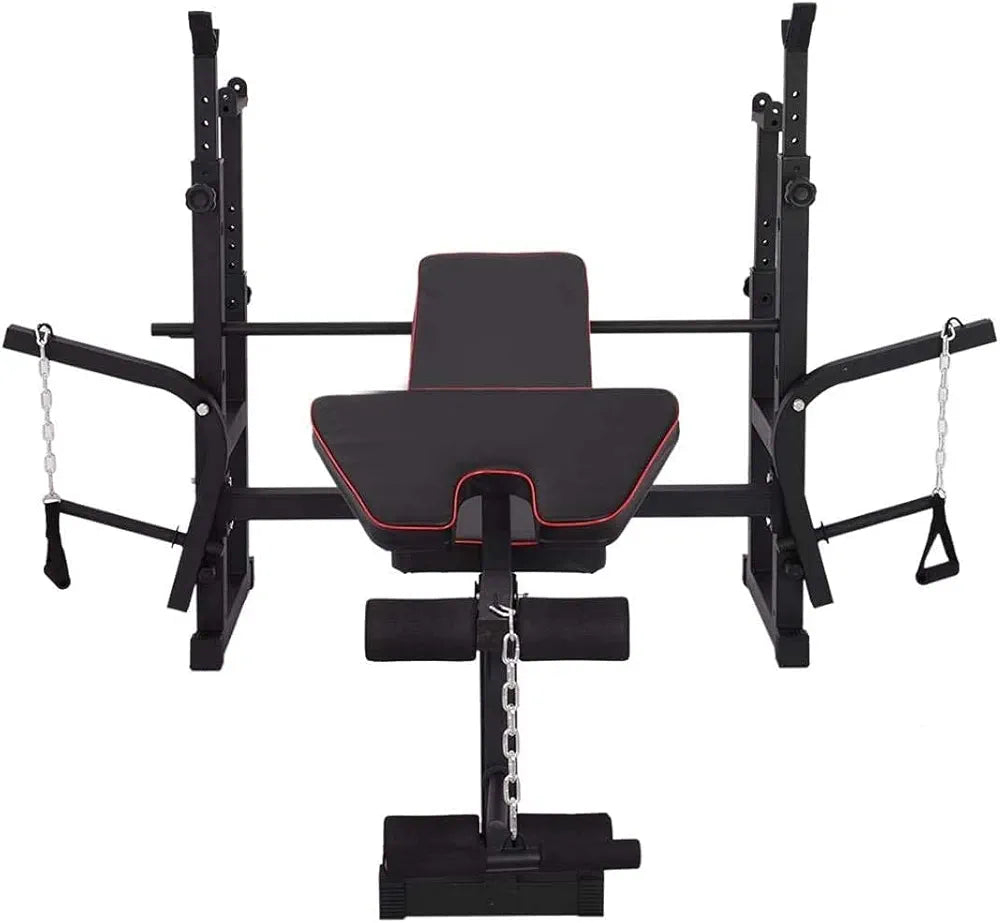 Multifunctional Dumbbell Bench Multifunctional Weightlifting Bench Press Bench，Height Adjustable Utility Barbell Bed Squat Rack