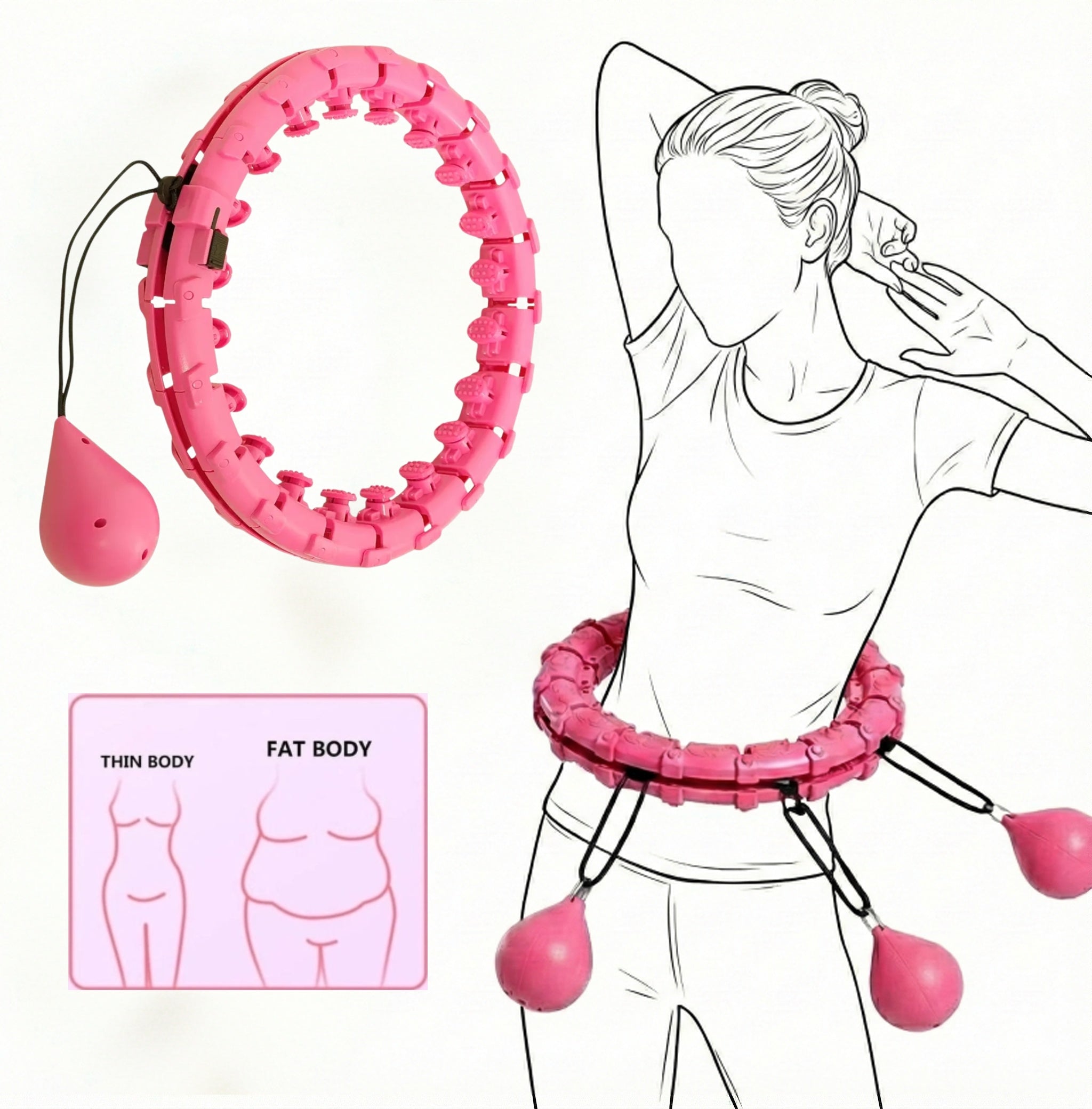 Weighted Smart Hula Hoop for Adults and Kids Exercise,21 Knots
