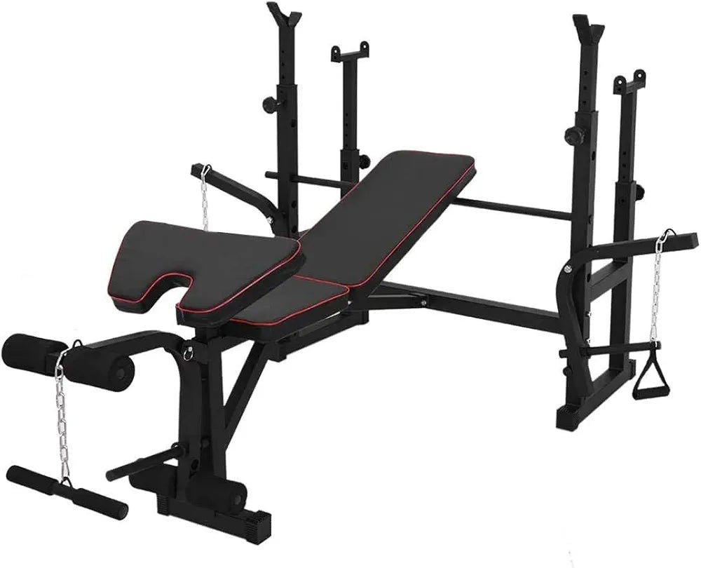 Multifunctional Dumbbell Bench Multifunctional Weightlifting Bench Press Bench，Height Adjustable Utility Barbell Bed Squat Rack