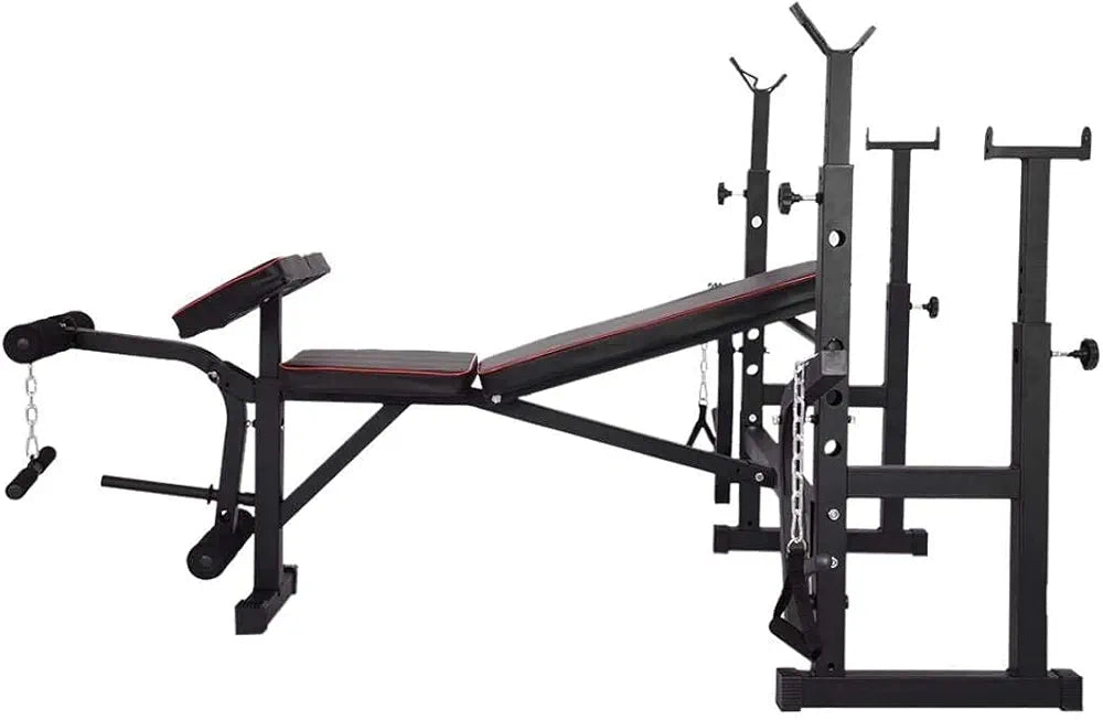 Multifunctional Dumbbell Bench Multifunctional Weightlifting Bench Press Bench，Height Adjustable Utility Barbell Bed Squat Rack