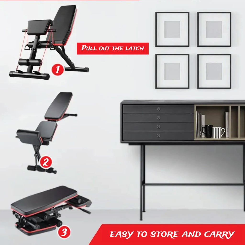 Folding dumbbell bench press adjustable