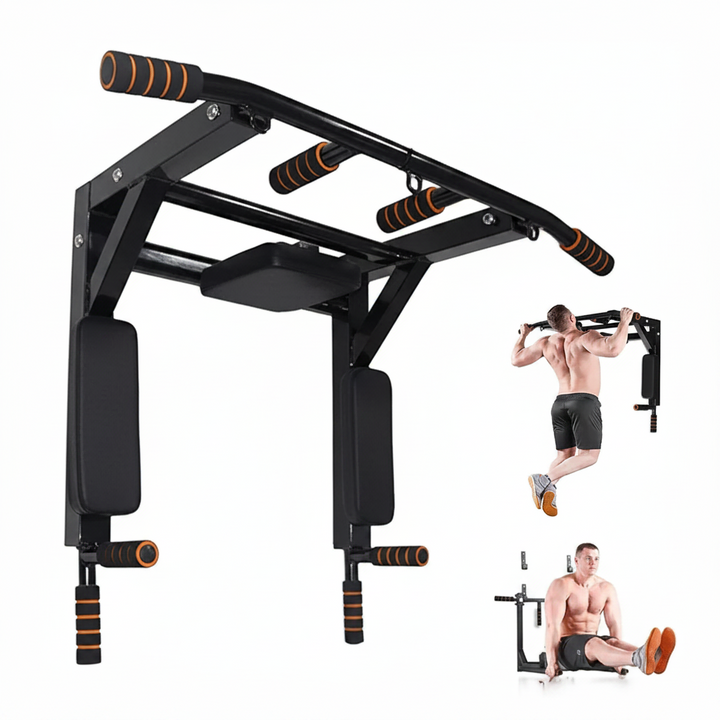 Wall-Mounted Pull-Up & Dip Station – 3-in-1 Home Gym
